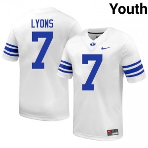 Walker Lyons #7 BYU Cougars High School Youth White Football Stitched Authentic Jersey 26680809