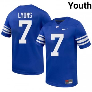 Cougars Youth Walker Lyons #7 Royal Football Player Premium Embroidered Jersey 36172124