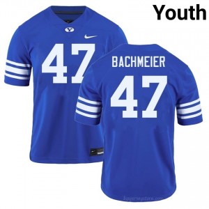 Official #47 Bear Bachmeier Royal Cougars Youth Player Football Pro-Grade Embroidered Jersey 36950935