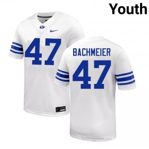 BYU Cougars Youth Bear Bachmeier #47 White Football College Premium Embroidered Jersey 99776016