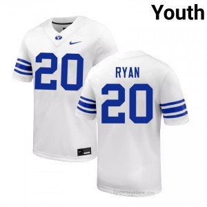 BYU Cougars Youth Carsen Ryan #20 White Football High School Premium Embroidered Jersey 79895887