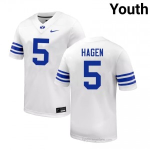 BYU Cougars Youth Cody Hagen #5 White Football NCAA Premium Embroidered Jersey 45195455