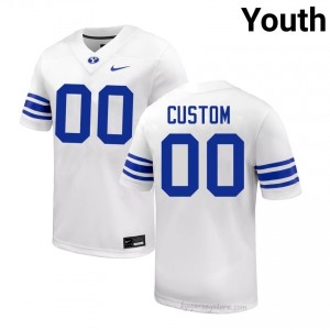 BYU Cougars Youth Custom #00 White Football High School Premium Embroidered Jersey 30220436