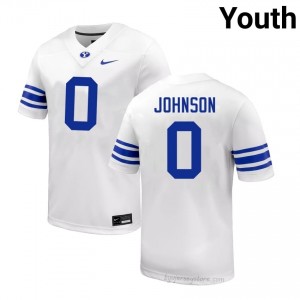 BYU Cougars Youth Evan Johnson #0 White Football College Premium Embroidered Jersey 17178542