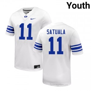BYU Cougars Youth Faletau Satuala #11 White Football NCAA Premium Embroidered Jersey 25076883