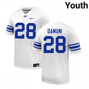 BYU Cougars Youth Jovesa Damuni #28 White Football Player Premium Embroidered Jersey 41124035