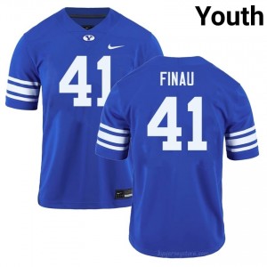 Official #41 Lucky Finau Royal Cougars Youth High School Football Pro-Grade Embroidered Jersey 83167854