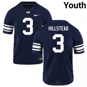 McCae Hillstead #3 BYU College Youth Navy Football Stitched Authentic Jersey 33989648