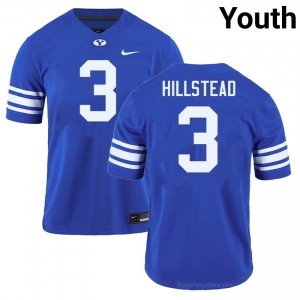 Official #3 McCae Hillstead Royal Cougars Youth NCAA Football Pro-Grade Embroidered Jersey 79689086