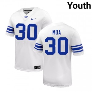 BYU Cougars Youth Sione Moa #30 White Football College Premium Embroidered Jersey 37655071